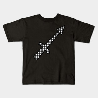 Sagittarius Zodiac Horoscope Symbol in Black and White Gingham Pattern Kids T-Shirt